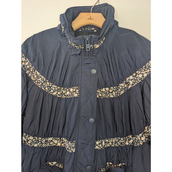 Free People Bomber Blue & Floral Jacket | XS| Zip Up - Picture 8 of 16